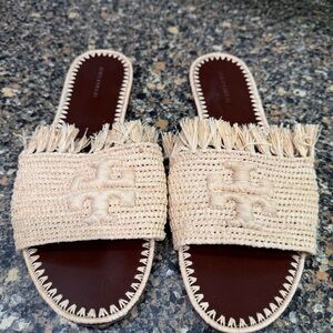 Tory Burch Tan Woven Fringe Sandals size 9 new no box
